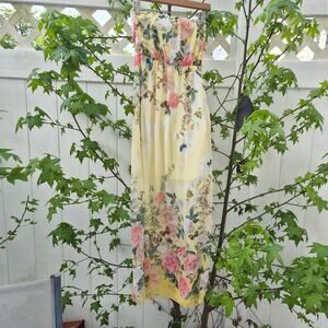 Feeling Lady Made in Italy Strapless Floral & Butterfly Maxi Dress. Size S/M